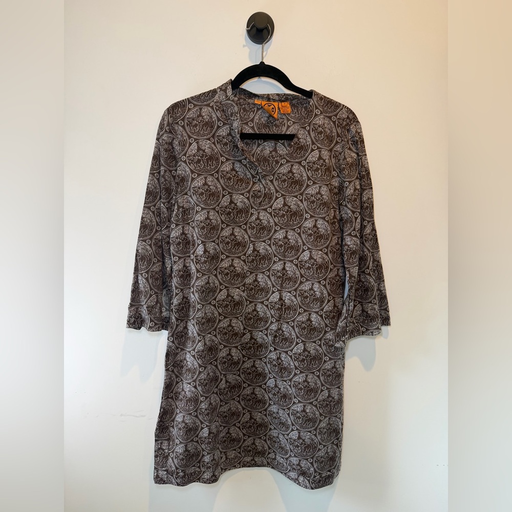 Tory Burch Brown and Cream Elephant Print dress